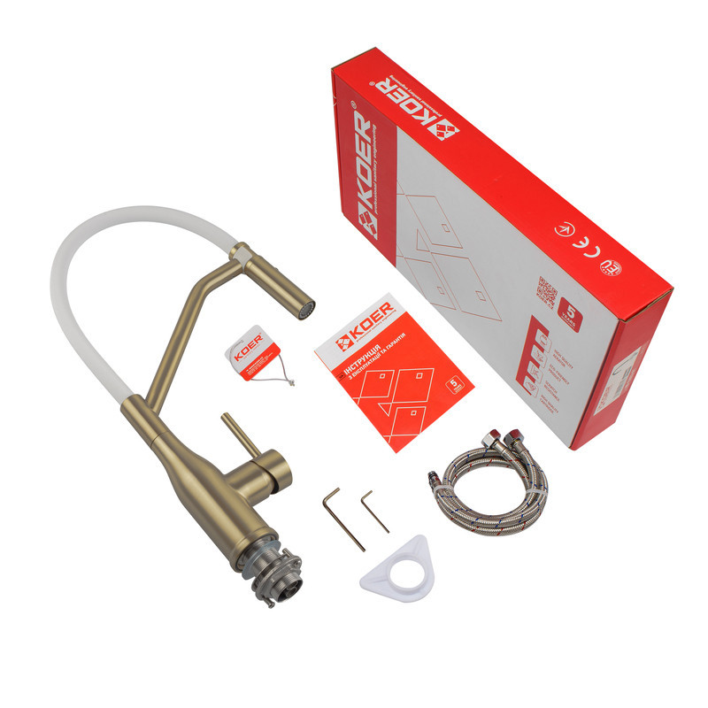 Кухонный смеситель Koer KI-70026-12 с белым силиконовым изливом (KR5212) Харьков - изображение 3