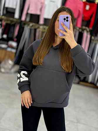 Жіноча стильна комфортна тепла худа турецька тринитка на флісі Сірий, 42/44 Одеса