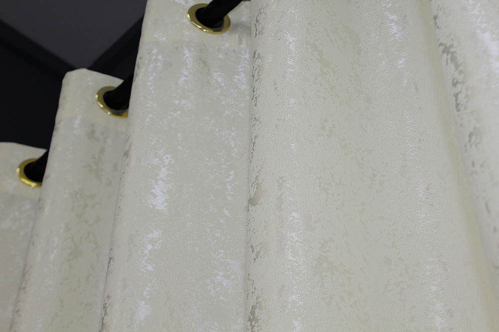 Комплект штор на люверсах VR-Textil Лен мрамор Pavliani № 1172ш 150х250 см 2 шт Кремовый (37-0043) Киев - изображение 8