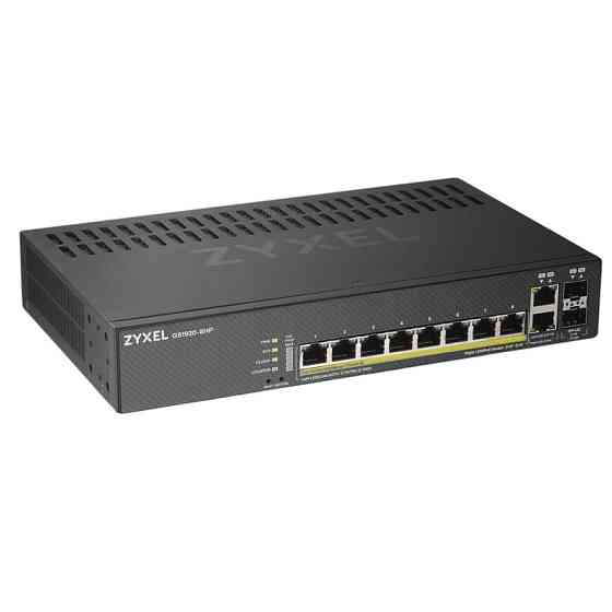 Комутатор ZYXEL GS1920-8HPV2 (GS1920-8HPV2-EU0101F) (8xGE PoE+, 2xGE/SFP, Max PoE 130W, Smart, NebulaFlex) Так Харків