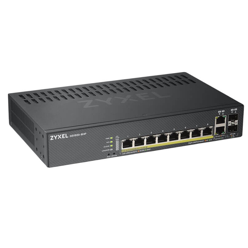 Комутатор ZYXEL GS1920-8HPV2 (GS1920-8HPV2-EU0101F) (8xGE PoE+, 2xGE/SFP, Max PoE 130W, Smart, NebulaFlex) Так Харків - фото 1