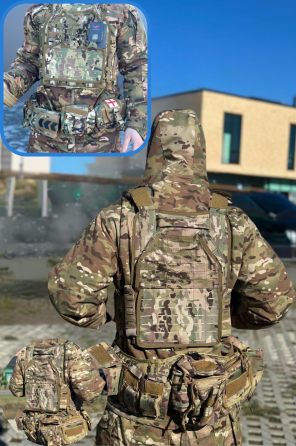 Тактична плитоноска yakeda мультикам зі швидким скиданням якеда  плитоноска з рпс Yakeda  з підсумками   WAR Львів