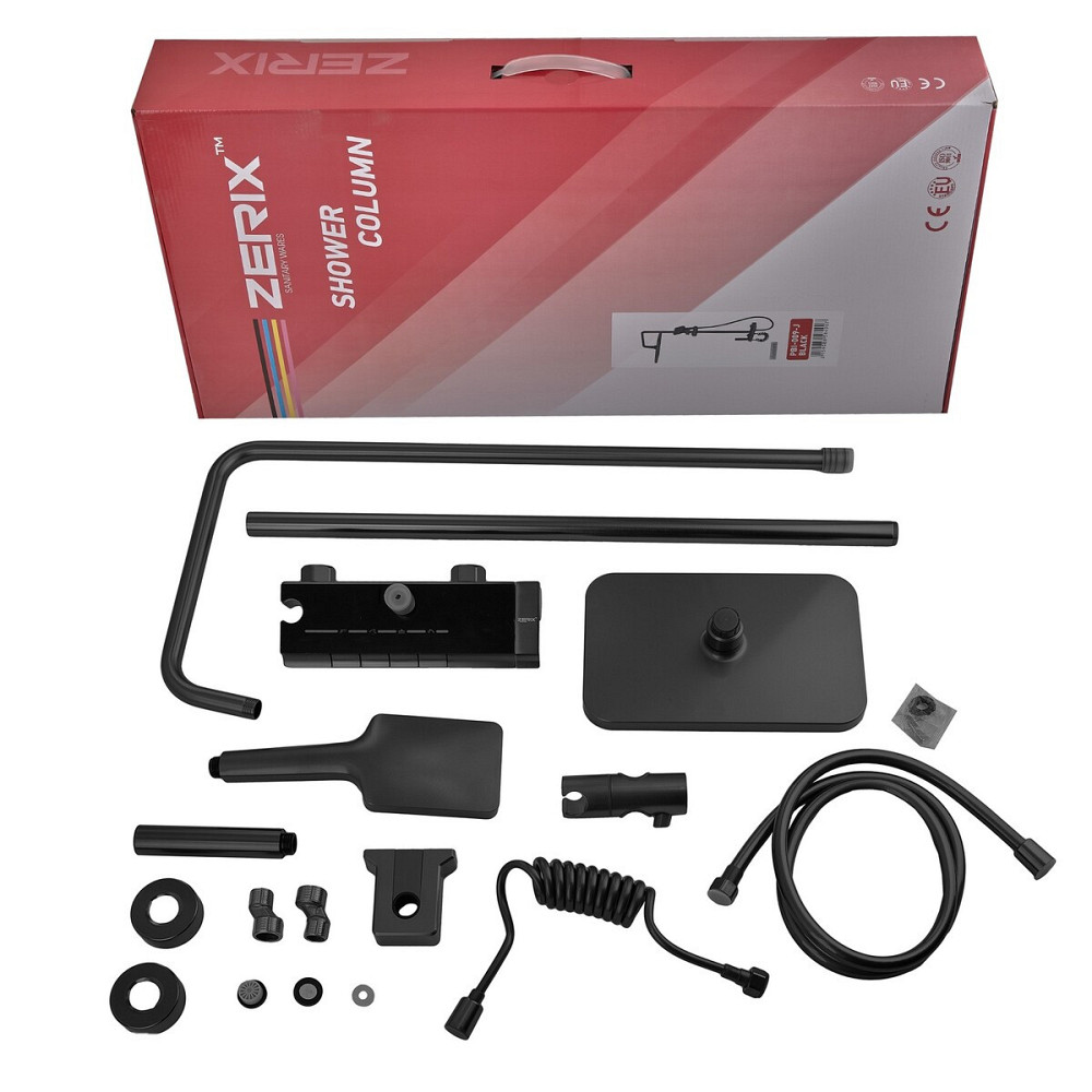 Душевая колонна Zerix PBI-009-J BLACK из алюминия с кнопочным переключателем и 4 режимами Харьков - изображение 9