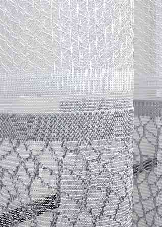 Короткий тюль VR-Textil 1943т Жаккард Белый с серым 300х200 см (42-0909) Киев