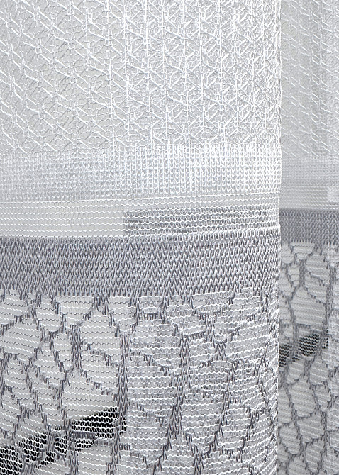 Короткий тюль VR-Textil 1943т Жакард Білий з сірим 300х200 см (42-0909) Київ - фото 6