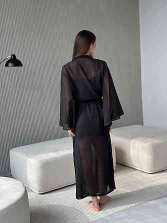 Довгий шифоновий халат Черный S-M Харьков