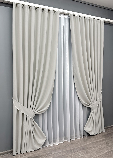 Комплект штор VR-Textil Блекаут двосторонній Scandi № 1903ш Димчасто-білий 100х270 см 2 шт (31-994) Київ - фото 3