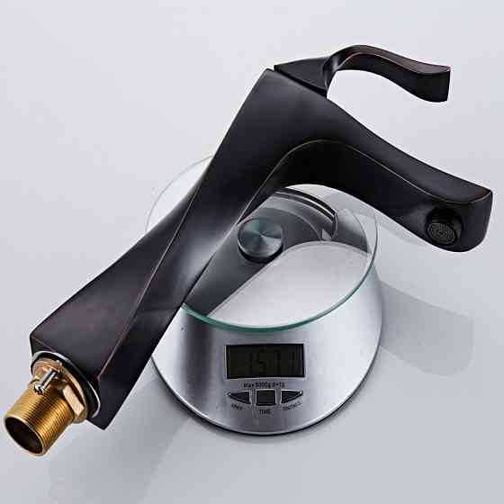 Дизайнерский смеситель для умывальника WanFan люкс качества, кран в ванную с одной ручкой матовый Черный Каменец-Подольский