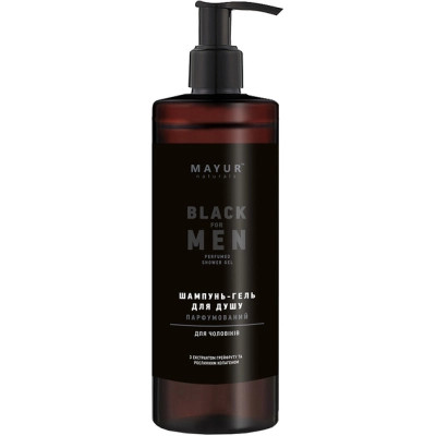 Гель для душа Mayur Black For Men 3 в 1 Парфюмированный для мужчин 200 мл (4820230954999) Винница - изображение 1