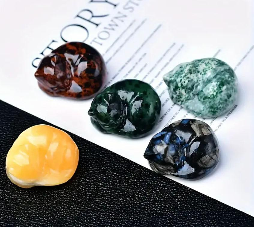 Фігурка сплячого кота з натурального червоного обсидіану 40 мм. Декоративна фігурка з натурального ч Київ - фото 4