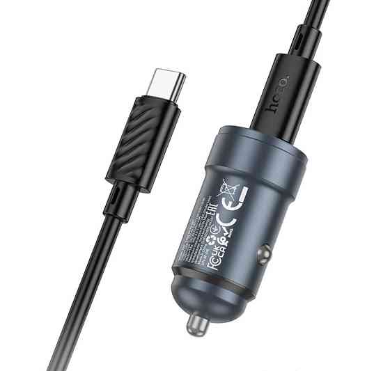 Автомобильное зарядное устройство HOCO Z57 Glorious single-port PD30W car charger set (C to C) Metal Gray Одесса