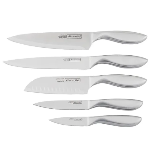 Набір ножів 5 предметів на підставці дерево/метал нержавіюча сталь порожнисті ручки 5133 KAMILLE Житомир - фото 3