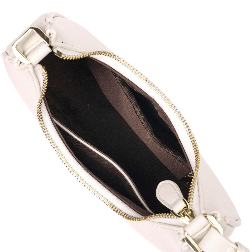 Стильна жіноча сумка-хобо з натуральної гладкої шкіри 21287 Vintage Молочна Київ - фото 5