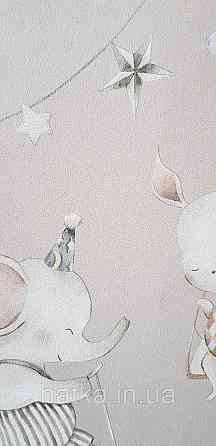 Шпалери флізелінові еко Rasch Kids World II 0.53х10 дитячі цирк шатри звірі гірлянди велосипеди на кремовому Київ