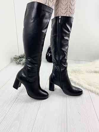 Stepter Чоботи жіночі STEPTER чорні натуральна шкіра зима высота 41см обхват голени 38-42см каб Коломыя