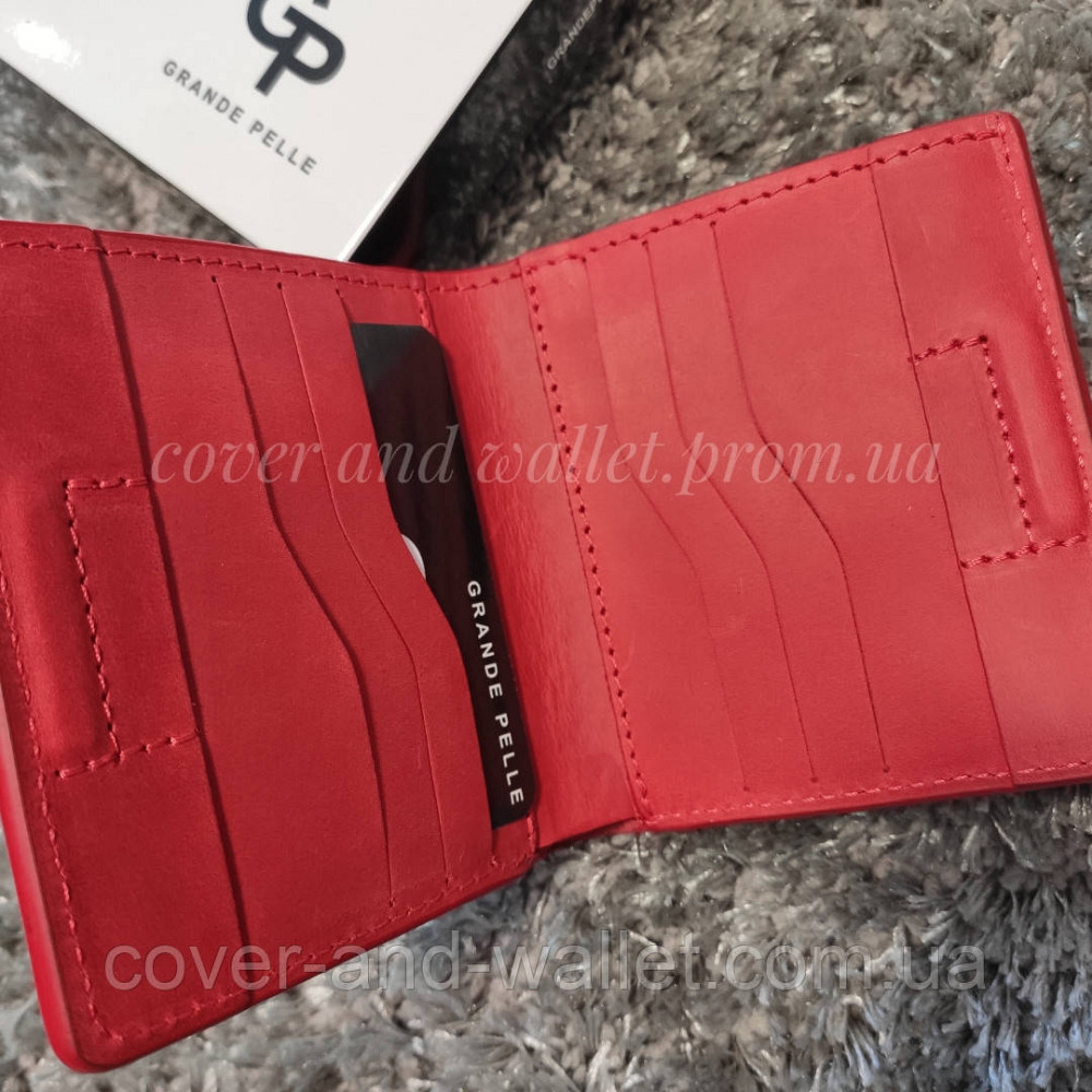 Червоний невеликий шкіряний жіночий гаманець ручної роботи Grande Pelle Lettera Київ - фото 2