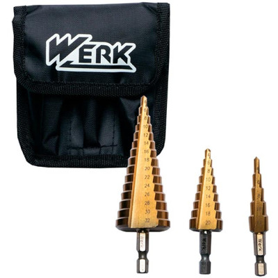 Набір свердл Werk ступінчатих 3 предмета, 4-12, 4-20, 4-32 мм (107685) Вінниця - фото 1