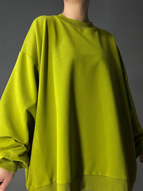 Свитшот женский MY CITY 3044 широкий оверсайз супер свободного кроя большие размеры, зеленый, one size Киев - изображение 16