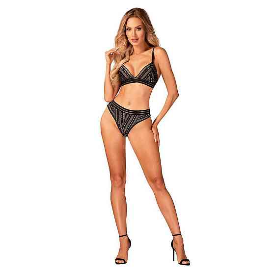 Комплект білизни Obsessive Natilya 2-pcs set XS/S, black, бюстгальтер, трусики Sex Aura Київ