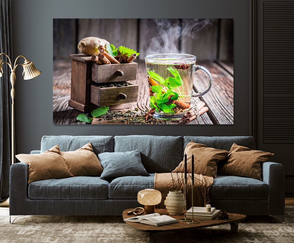 Картина холст у вітальню / спальню Імбирний чай    MLP_106  ( 60х30см ) 70x140 см Київ - фото 3