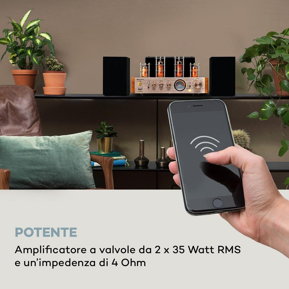 Стереопідсилювач вінтажний Auna Amp VT ламповий HiFi підсилювач 2x35 Вт RMS, BT опт./коаксіальний/AUX-вхід з Німеччини Дніпро - фото 6