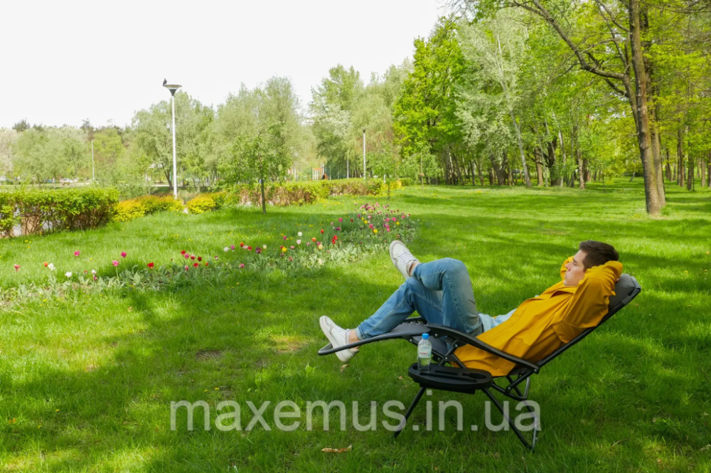 Шезлонг лежак раскладной прочный садовое кресло Bonro SP-167A для сада и дома отдыха на природе серый Мостиська - фото 8