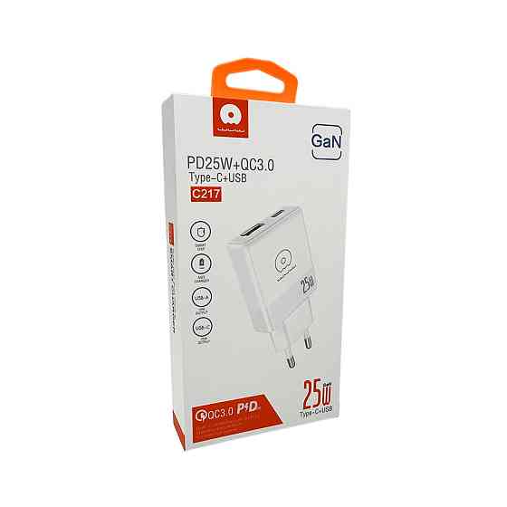 Мережевий зарядний пристрій WUW-C217 PD 25W USB A + Type-C white Одеса