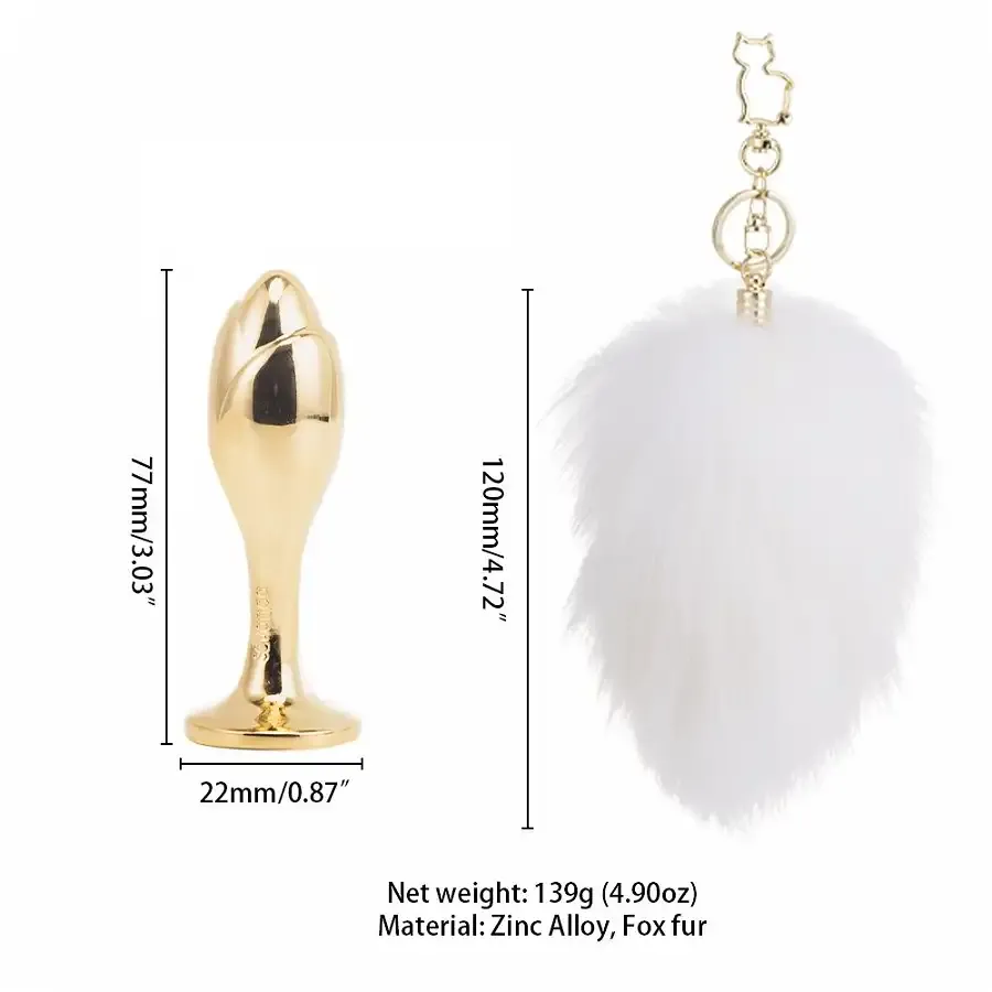 Металева анальна пробка Кролячий хвост LOCKINK SEVANDA White Bunny-Tail Anal Rose-shape Plug Львов - изображение 7