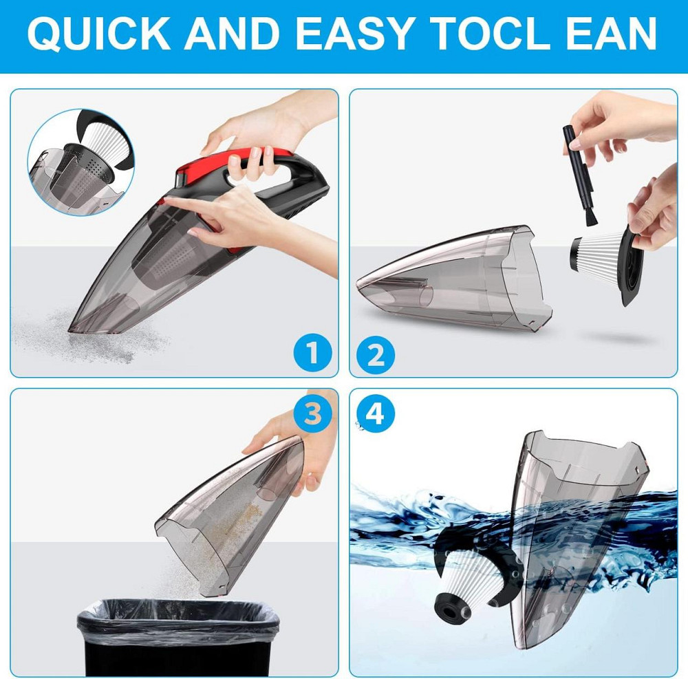 Проводний автомобільний пилосос Reserva з двошаровим фільтром і світлодіодним підсвічуванням 7500 PA 12 В Дніпро - фото 7