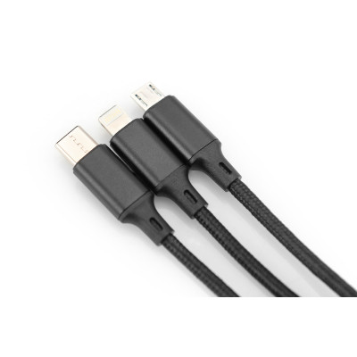 Дата кабель USB 2.0 AM to Lightning + Micro 5P + USB-C 1.0m charge only Digitus (AK-300160-010-S) Вінниця - фото 4