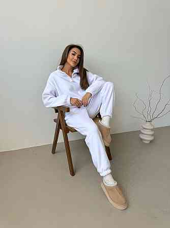 Женский повседневный костюм из плотного флиса полар. Белый, 46/48 Одесса