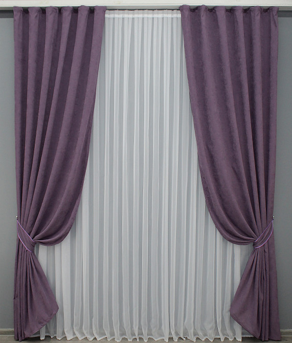 Комплект готовых штор VR-Textil Микровелюр SPARTA № 837ш Лавандовый 150х250 см 2 шт (39-208) Киев - изображение 2