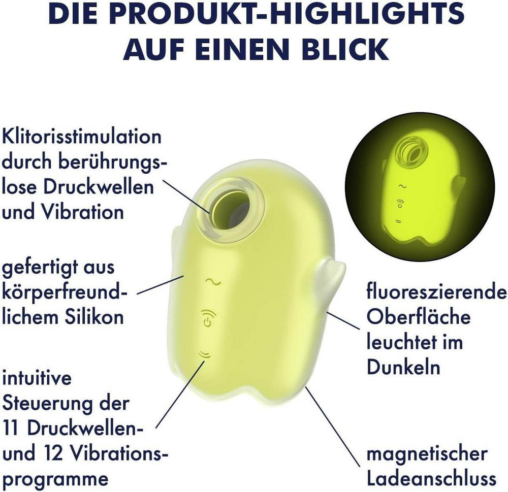 Вакуумний вібратор Satisfyer Glowing Ghost Yellow Sex Aura Київ - фото 3