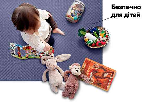 Татамі мат EasyFit SwallowTail 4 шт (60х60х1 см) пазл хвіст ластівки синій Коломия