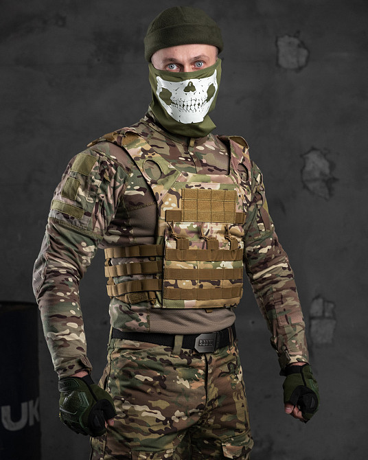 Плитоноска броник мультикам с подсумком на 3 магазина  для стандартных плит 25 на 30 см Одесса - изображение 1