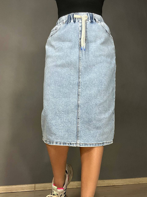 Спідниця жіноча джинсова DNL 207 резинка на талії великі розміри блакитна, блакитний, 31, 31, 81 см, 110 см Київ - фото 8