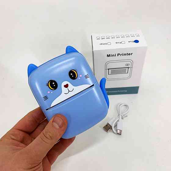 Портативний дитячий термопринтер із Bluetooth A8 Cat міні принтер для телефону Blue VM-94 Івано-Франківськ