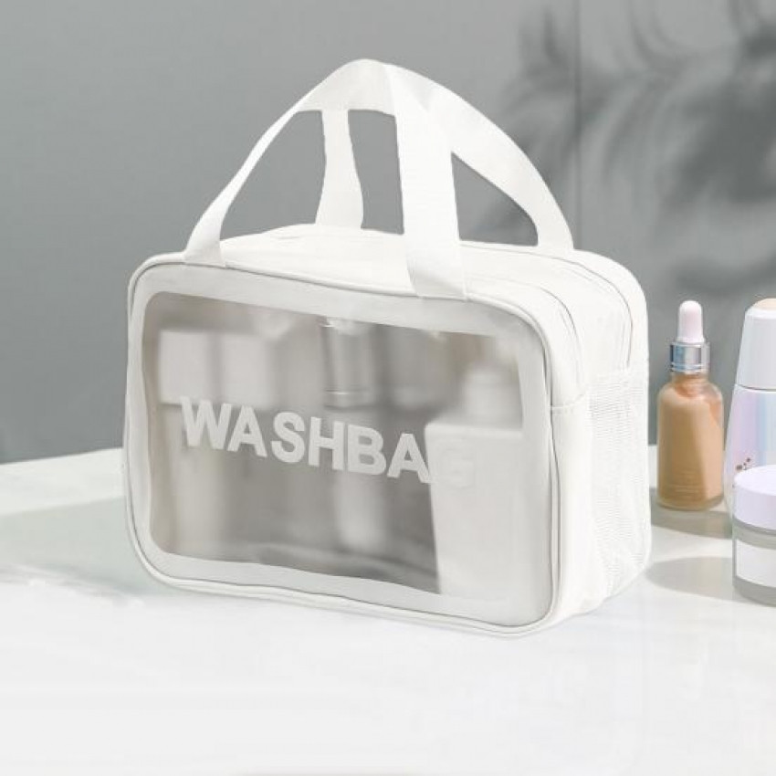 Прозора сумка-косметичка з ручками Washbag White 25см Вінниця - фото 1