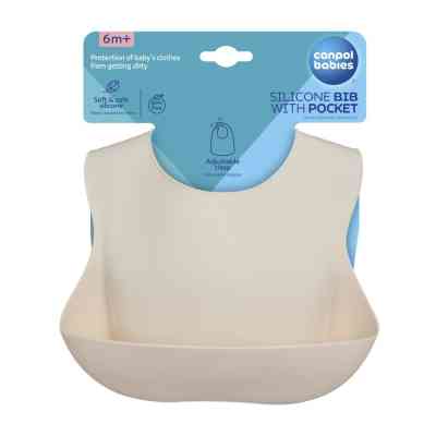 Нагрудничок Canpol babies силіконовий з кишенькою, кремовий (51/030_cre) Вінниця