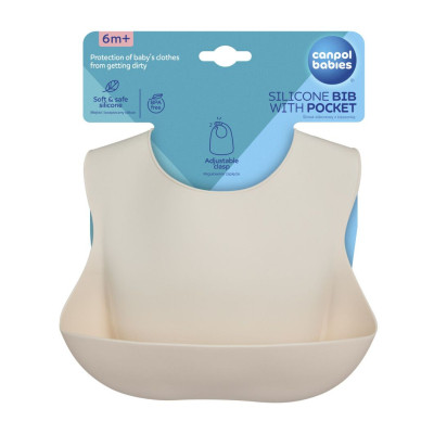 Нагрудничок Canpol babies силіконовий з кишенькою, кремовий (51/030_cre) Вінниця - фото 2