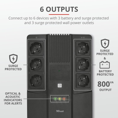Источник бесперебойного питания Trust Maxxon 800VA UPS (23326_TRUST) Винница - изображение 3