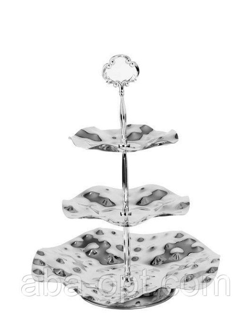 Конфетница 3-ярусна нержавеющая Н 33 см ( шт ).Aba-Opt Одесса - изображение 1