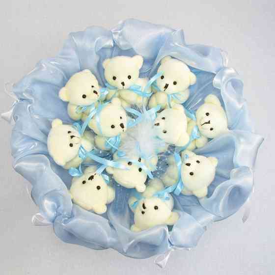 Букет из мягких игрушек 11 мишек 5285IT небесно-голубой Винница