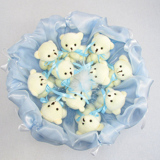 Букет з м'яких іграшок 11 ведмедиків 5285IT небесно-блакитний Вінниця - фото 4