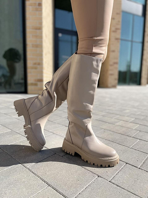 Зимові жіночі чоботи натуральна шкіра на низькому ходу кольору лате теплі 503/21150 р. 38-40 Коломыя - изображение 7