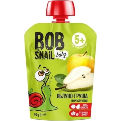 Дитяче пюре Bob Snail Равлик Боб Pouch Яблуко-Груша, 90 г (4820219343011) Вінниця - фото 1