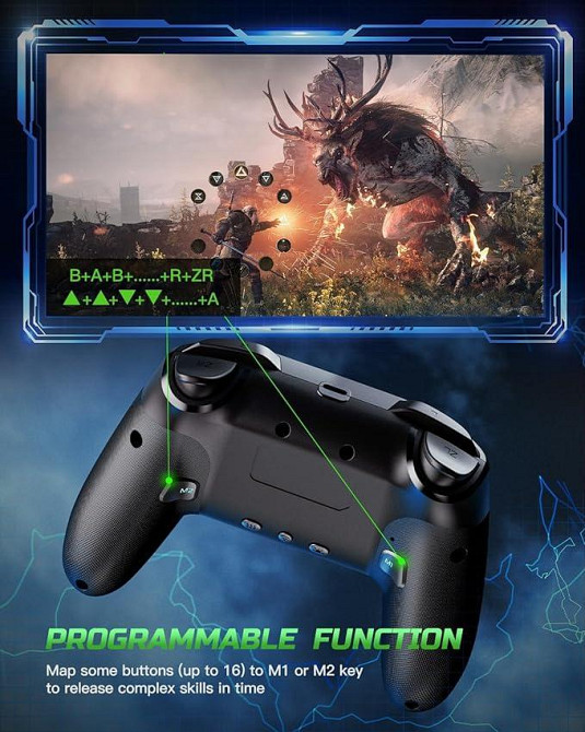 Беспроводной игровой контроллер VOYEE S08: RGB-подсветка, Turbo, программируемые кнопки и поддержка Nintendo Switch/PC/Mobile Киев - изображение 4