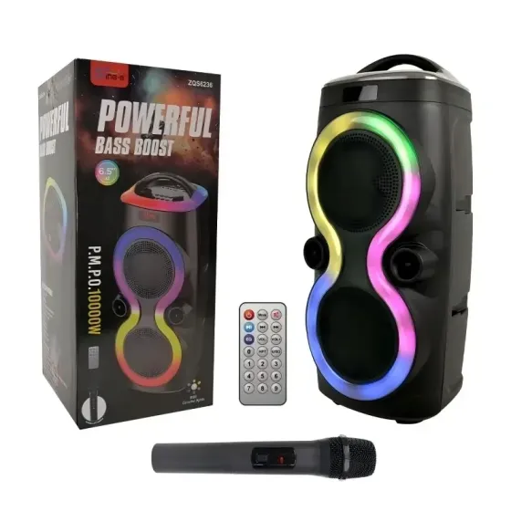 Портативная Bluetooth колонка ZQS6236 с 1 микрофоном и пультом ДУ, USB/TF/FM, LED подсветка Одесса