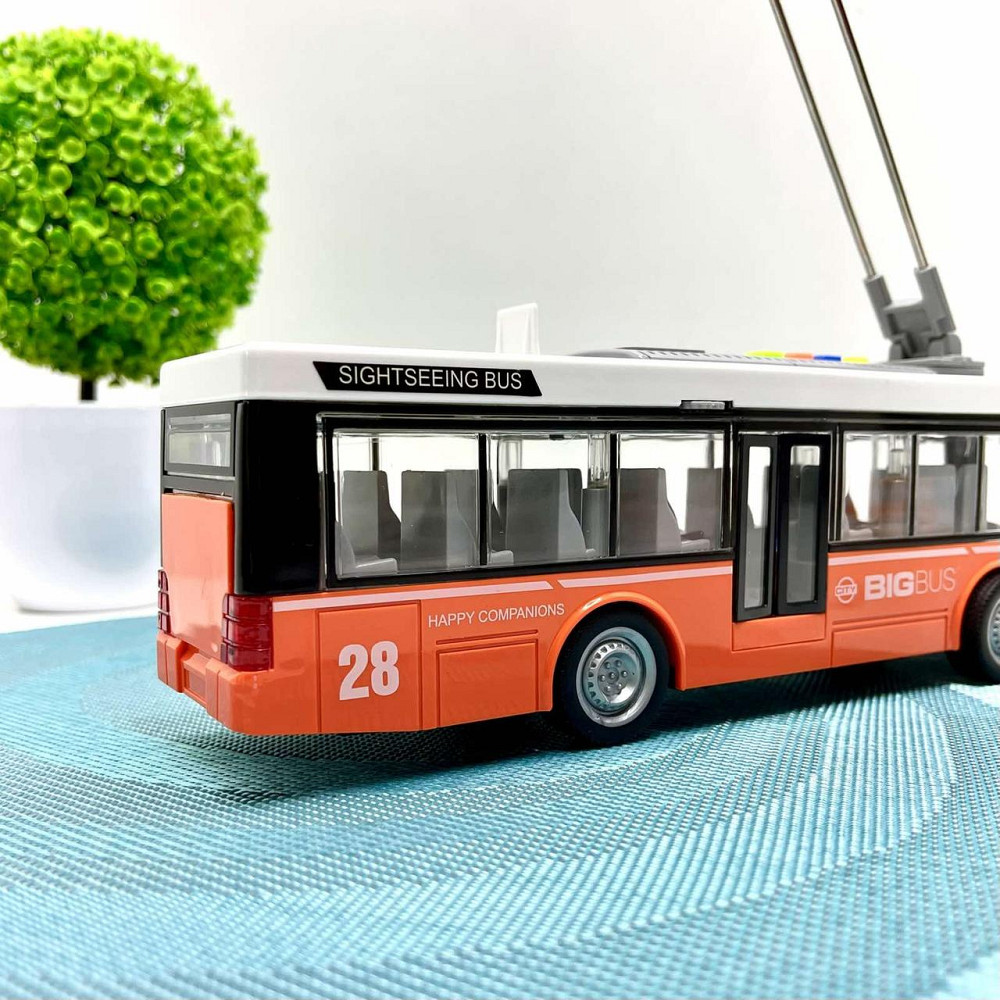 Тролейбус з інерцією підсвічуванням і звуком відчиняються двері Помаранчевий (WY911AB) Чернигов - изображение 5