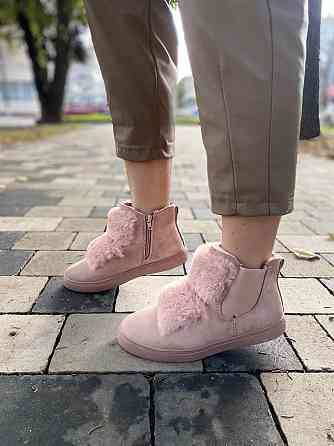 Ботинки женские LX17-219 пудра еко-замша зима высота 11см подошва 2см стелька 37р.-23.5см 39р.- Коломия